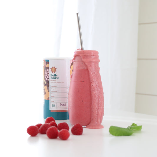 Hallon & mynta-smoothie gjord på Belly Boost