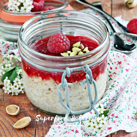 Overnight oats med Chiafrön, Hallon och Berry Beautiful